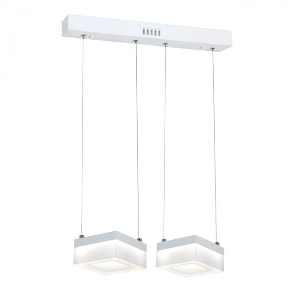 LED Pendleuchte CUBO weiß aus Metall/Acryl 2-flammig
