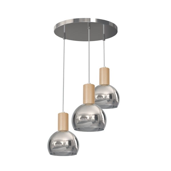 Pendelleuchte OVIEDO chrom aus Metall/Holz 40cm