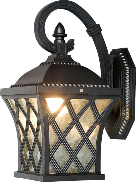TAY Außenwandleuchte klassisch Aluminium/Glas schwarz/silber Außenlampe Wandlampe E27 60W