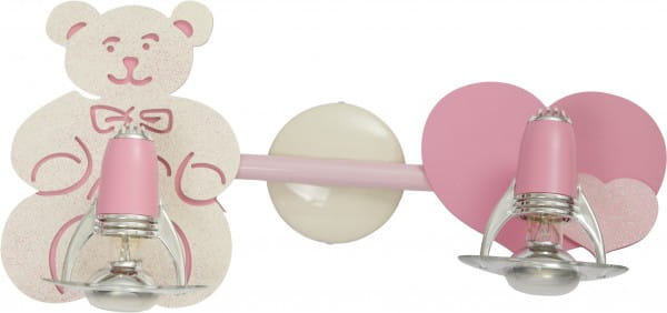 Kinderleuchte rosa Teddy 2xE14/R50